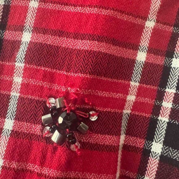 Charter Club Red and Black Plaid Jewel Embellished Long Sleeve Shirt Relaxed Fit - Picture 9 of 9